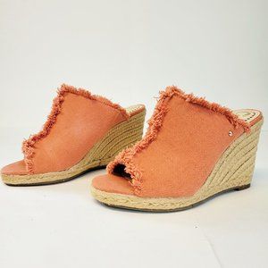 Circus by Sam Edelman Baker Orange Fringed Canvas Platform Wedges Size 6.5M EUC